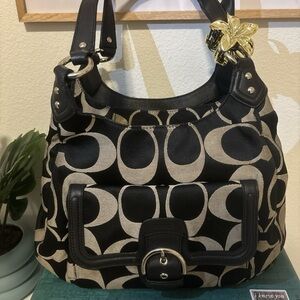 Coach 2013 Authentic Black Monogram Sateen Campbell Hobo Shoulder Bag ✨🤎